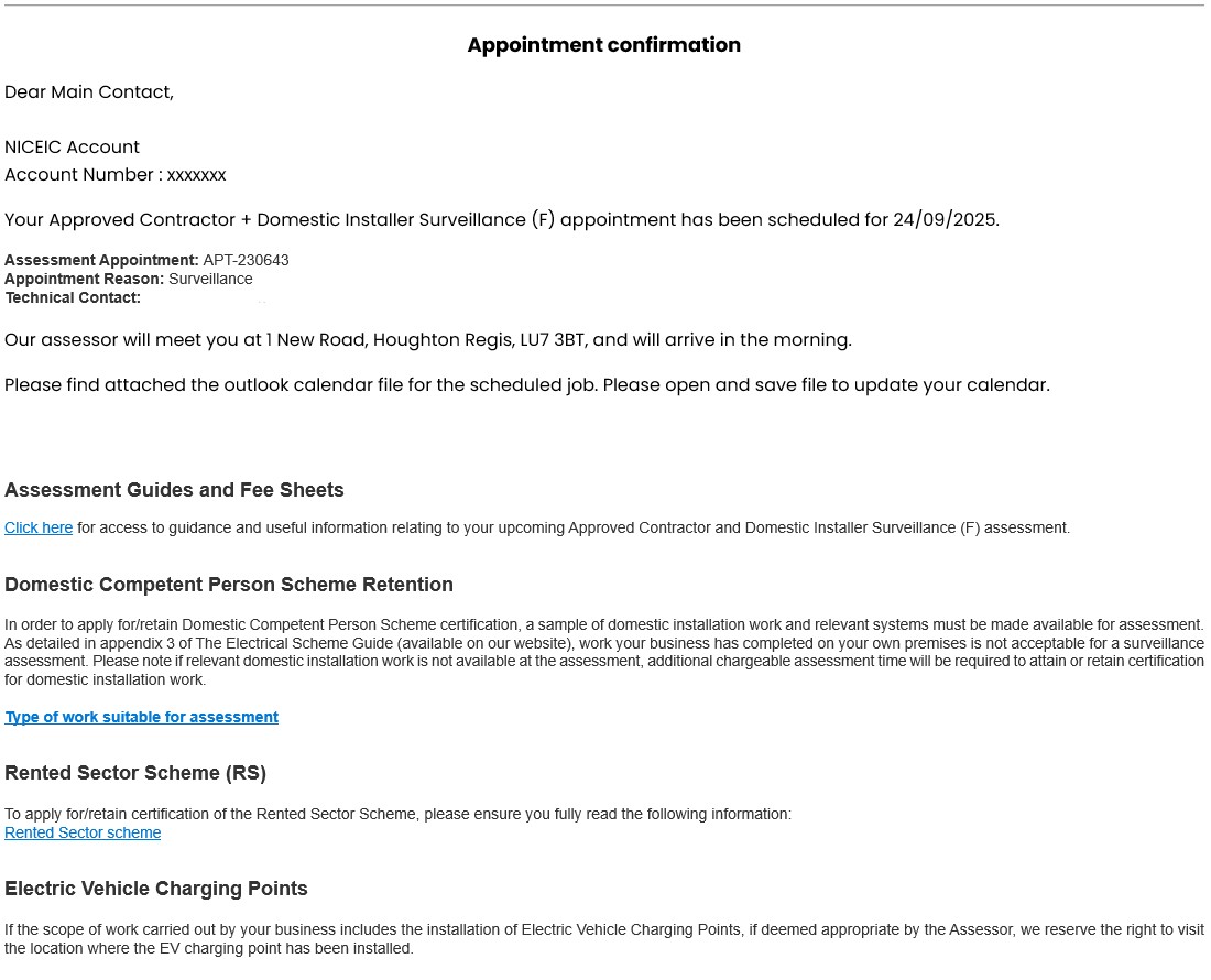 Confirmation email