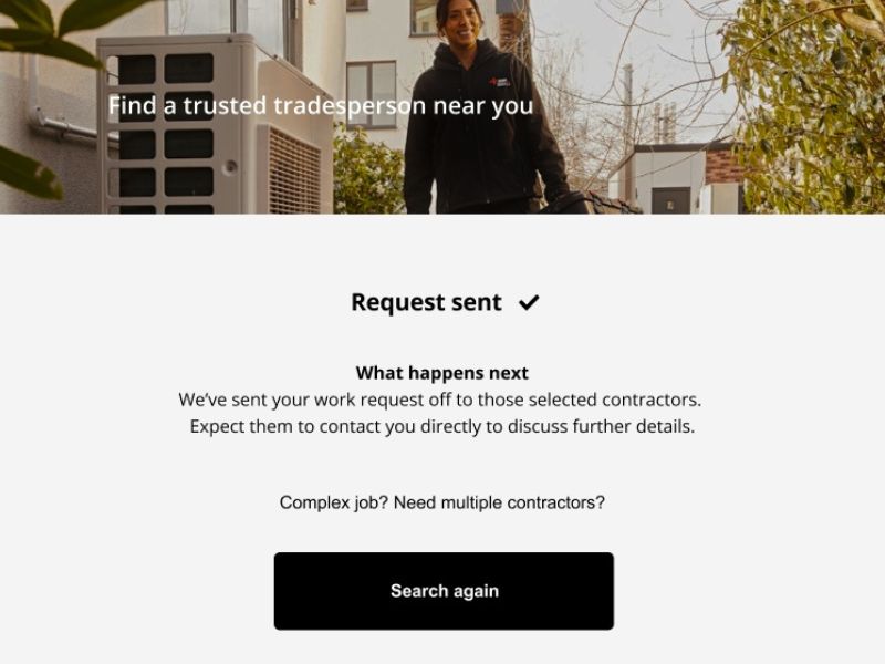 Confirmation page