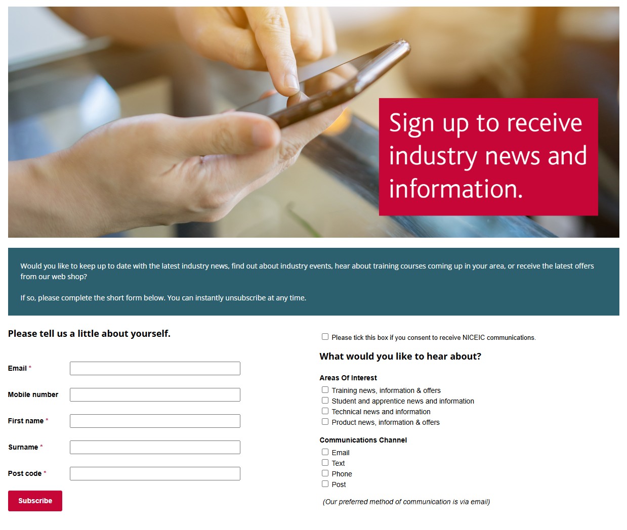 sign up form